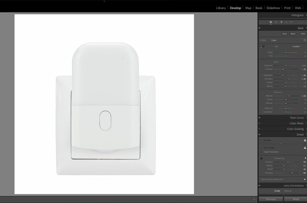 Professionele bewerking productfotografie van lampje