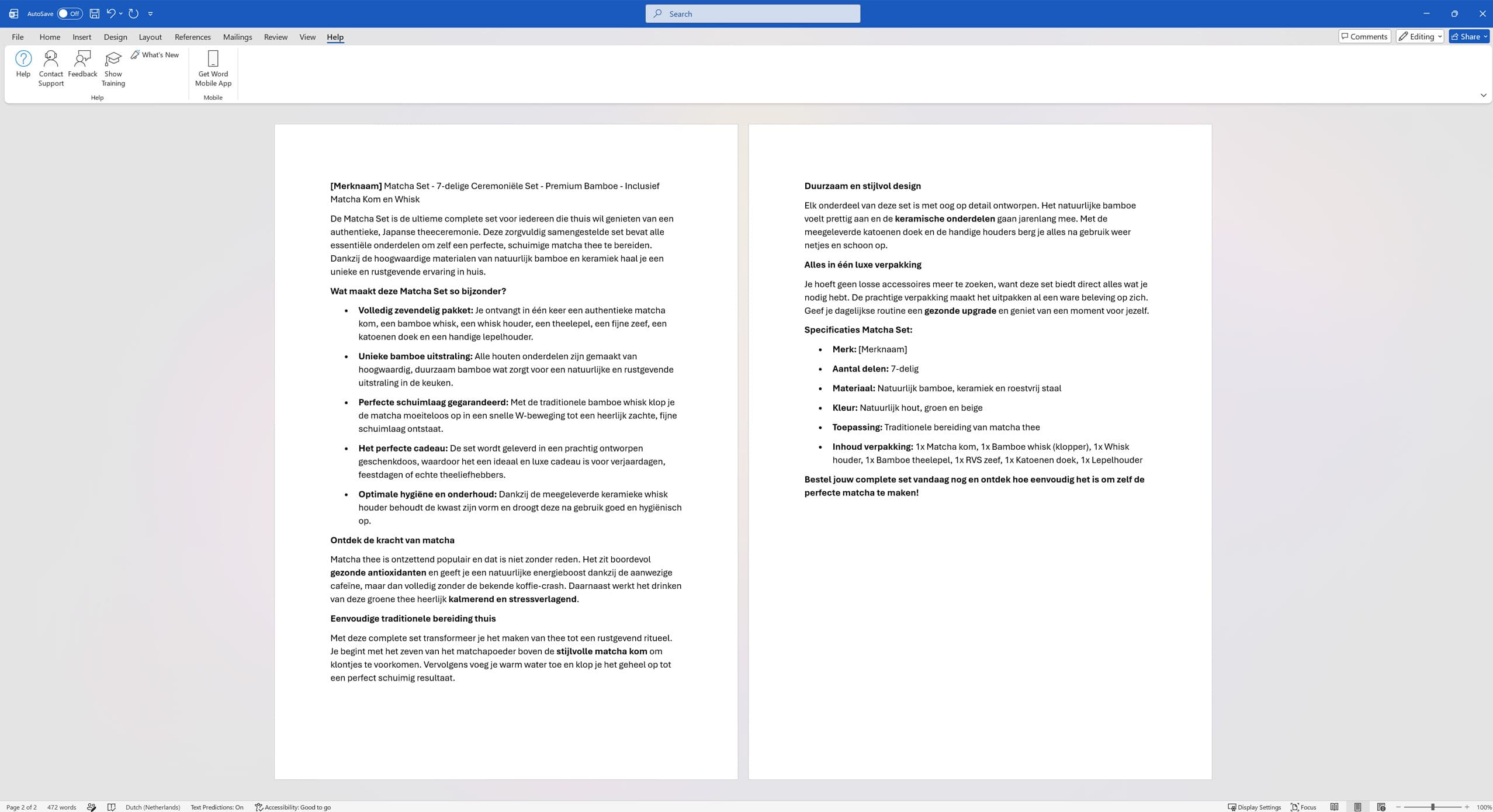 Copywriter schrijft productomschrijving voor een webshop