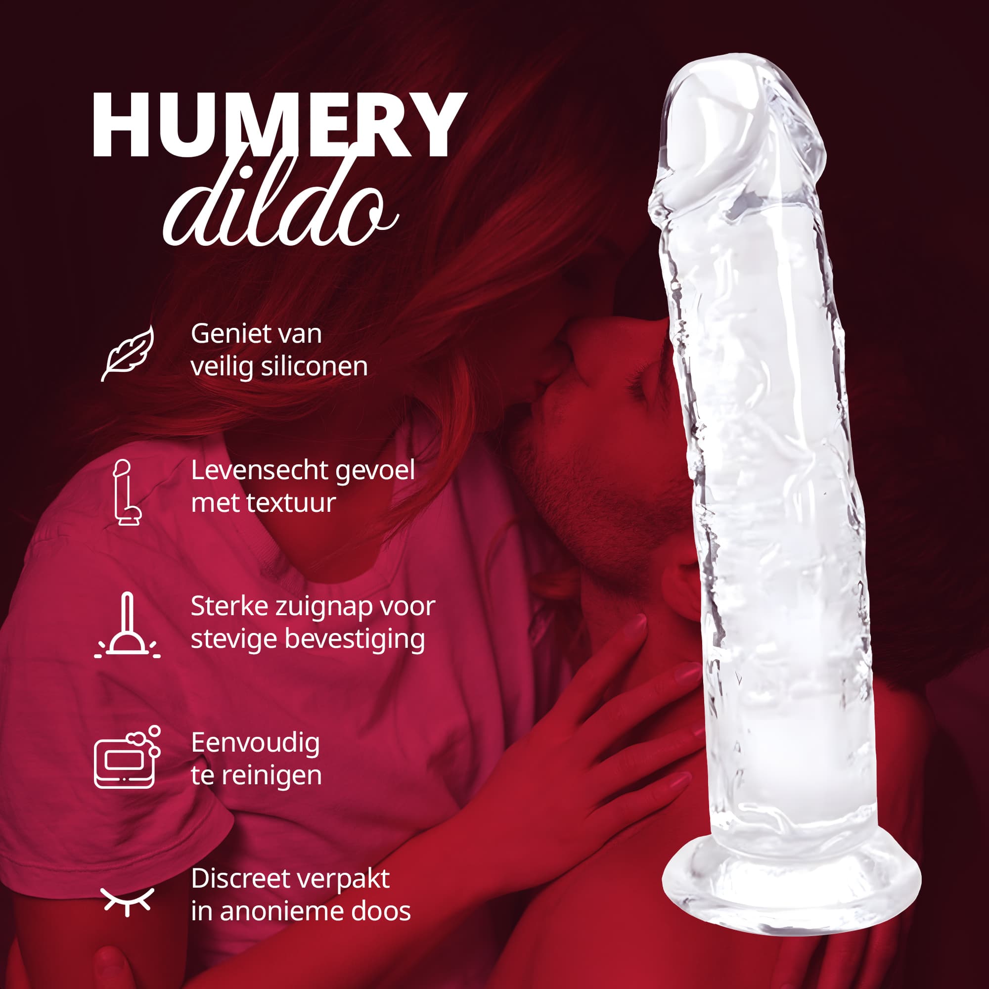 Humery - Transparante Siliconen Dildo - afbeelding 2